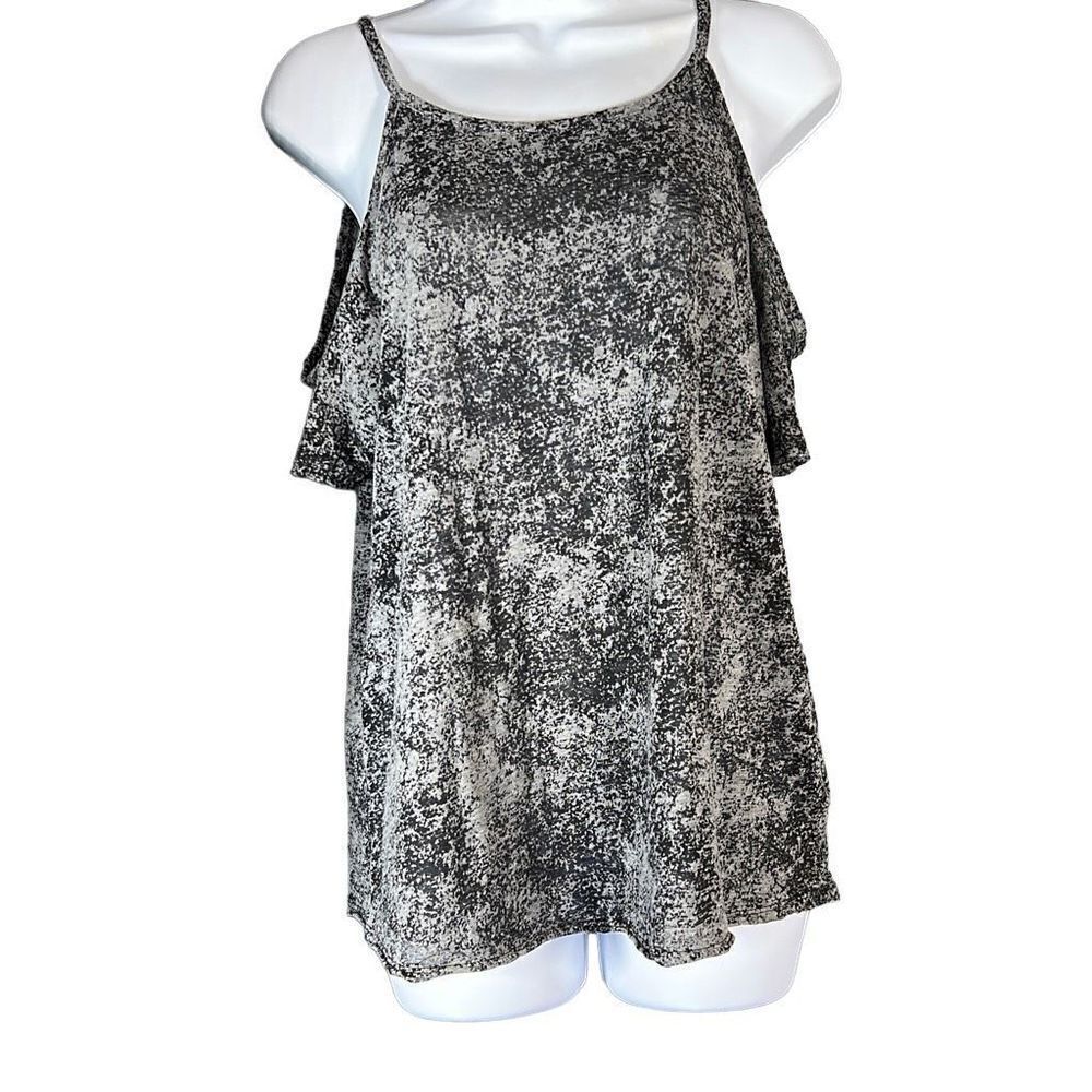 Rock & Republic Women's Cold Shoulder Top Shirt Crewneck Casual Gray Size Medium